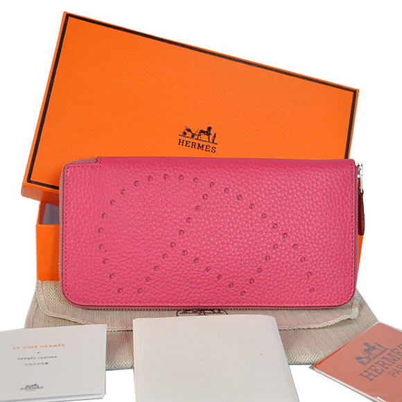 1:1 Quality Hermes Evelyn Long Wallet Zip Purse A808 Peach Replica